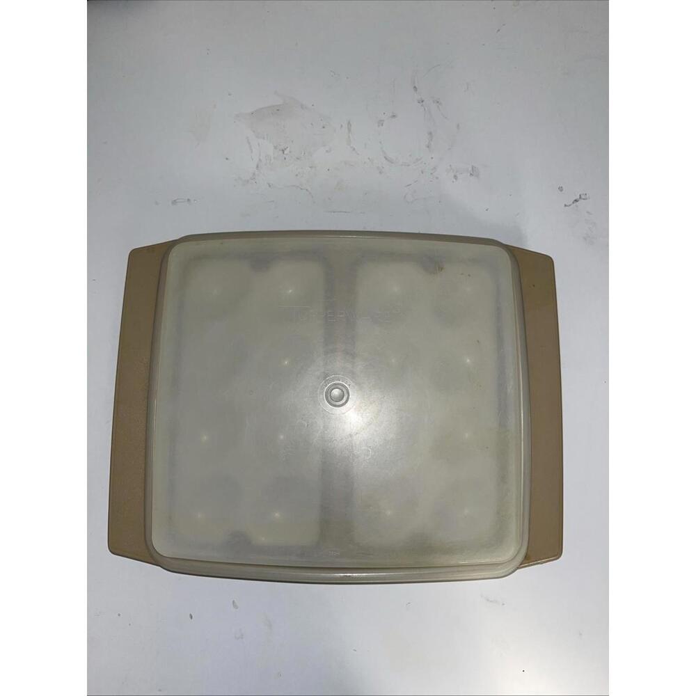 Tupperware Deviled Egg Keeper Carrier With Trays Vintage #723 #665 Tan